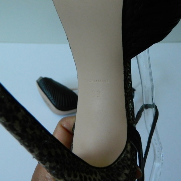 Reiss Snake Print Leather Platform Peep Toe - Picture 7 of 8